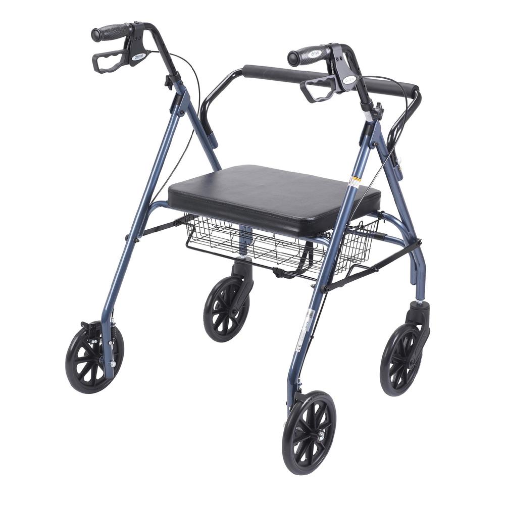 Drive Medical Heavy Duty Bariatric Rollator Walker with Large Padded Seat