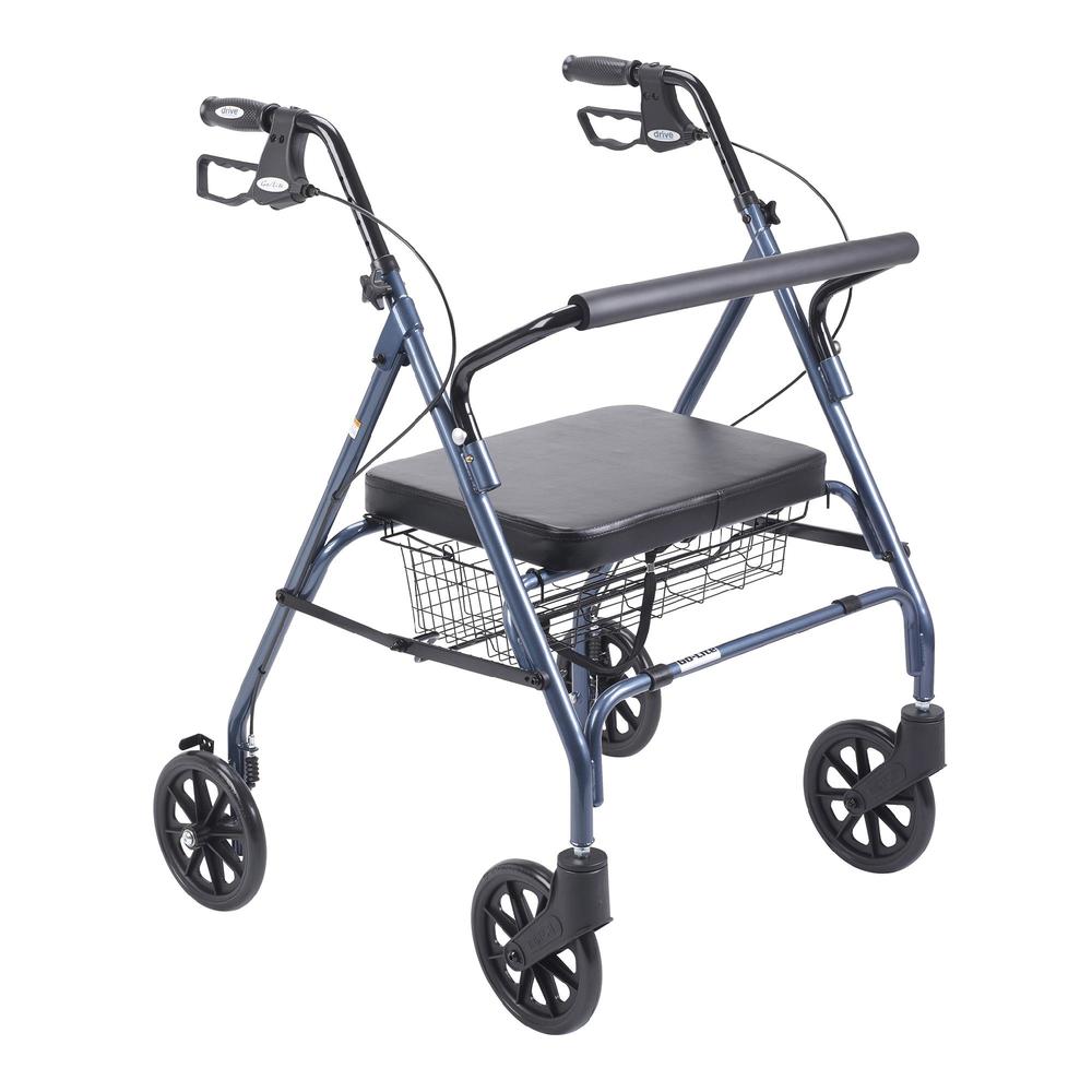 Drive Medical Heavy Duty Bariatric Rollator Walker with Large Padded Seat