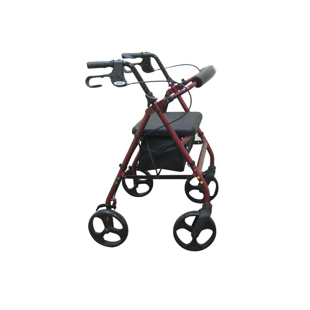 Drive Medical Rollator Walker with Fold Up Removable Back Support Padded Seat