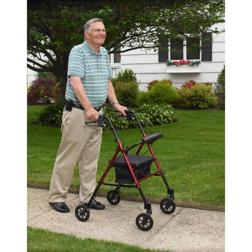 Drive Medical Adjustable Height Rollator with 6" Wheels