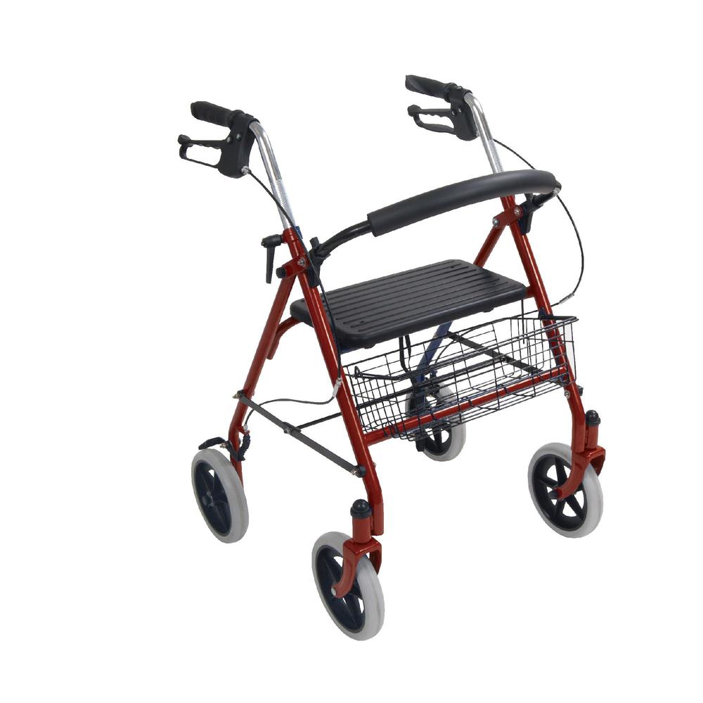 Drive Medical Four Wheel Rollator Walker with Fold Up Removable Back Support