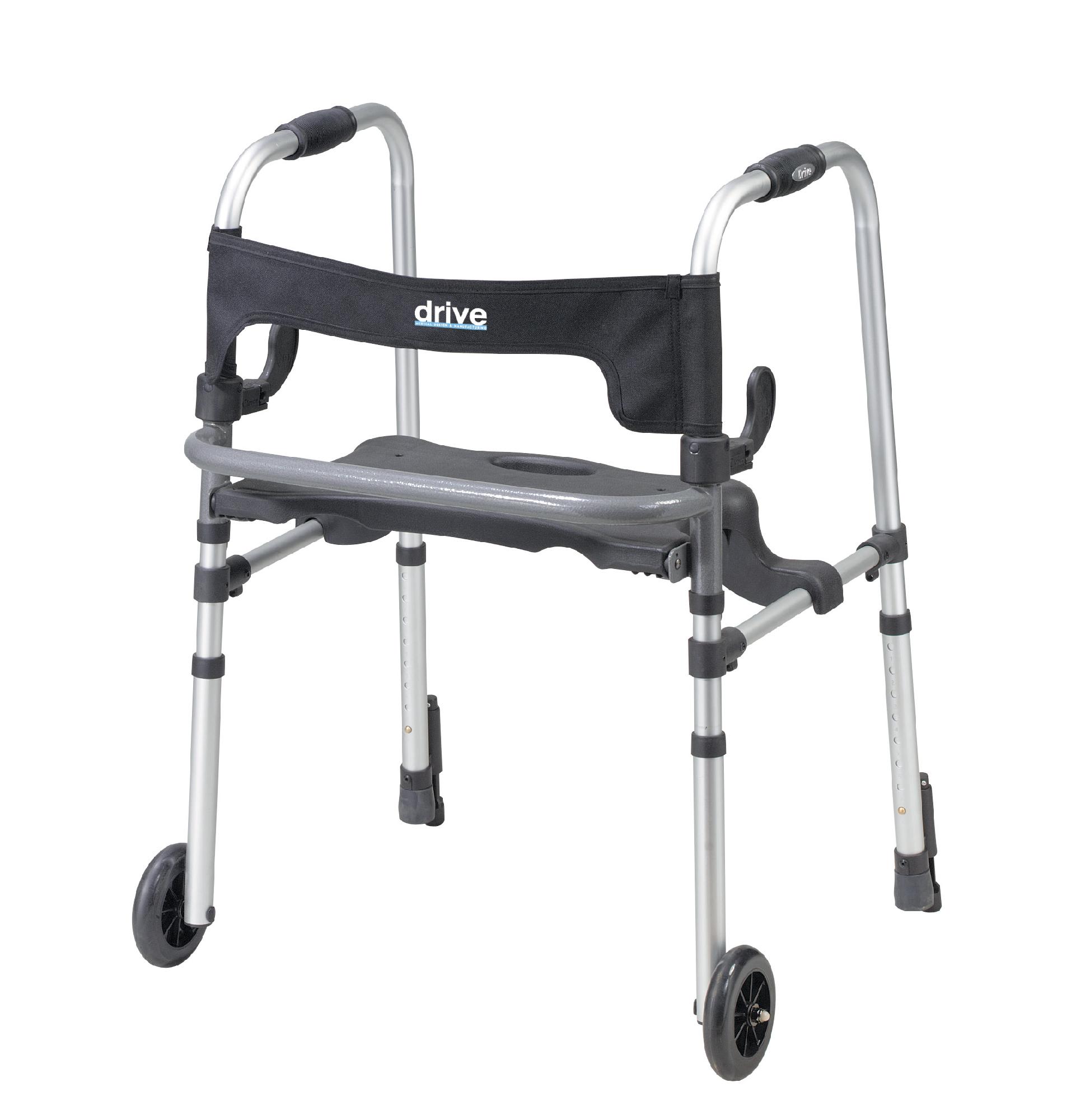 Drive Medical Clever Lite LS Rollator Walker with Seat and Push Down Brakes