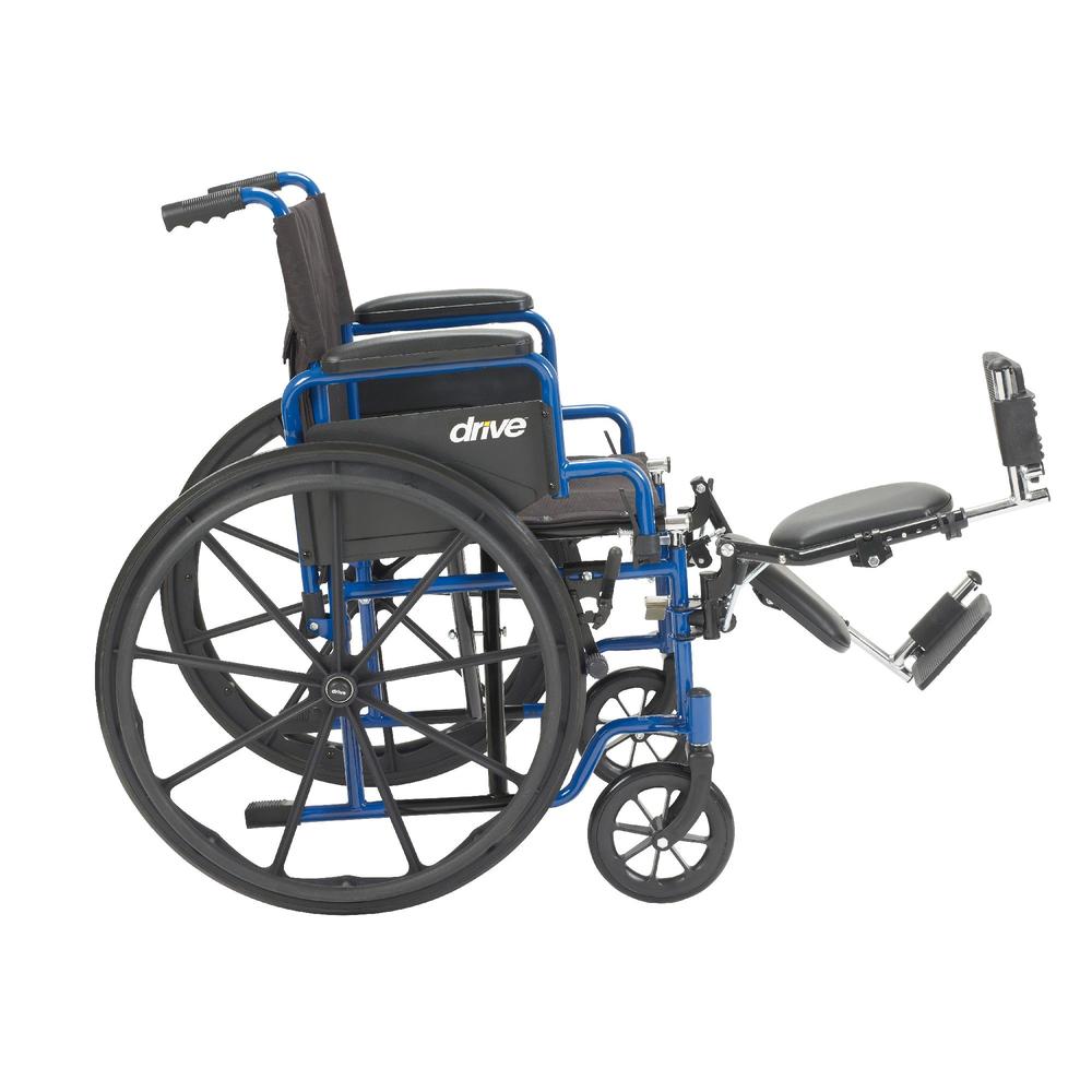 Drive Medical Blue Streak Wheelchair with 16" width seat, Flip Back Desk Arms and Elevating Leg Rests