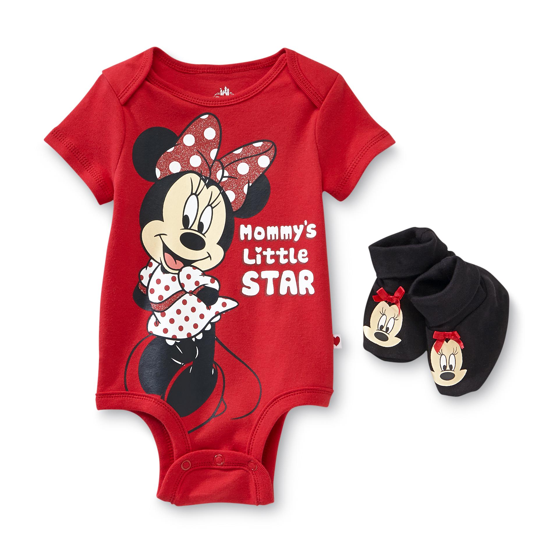 Disney Minnie Mouse Infant Girl's Graphic Bodysuit & Booties