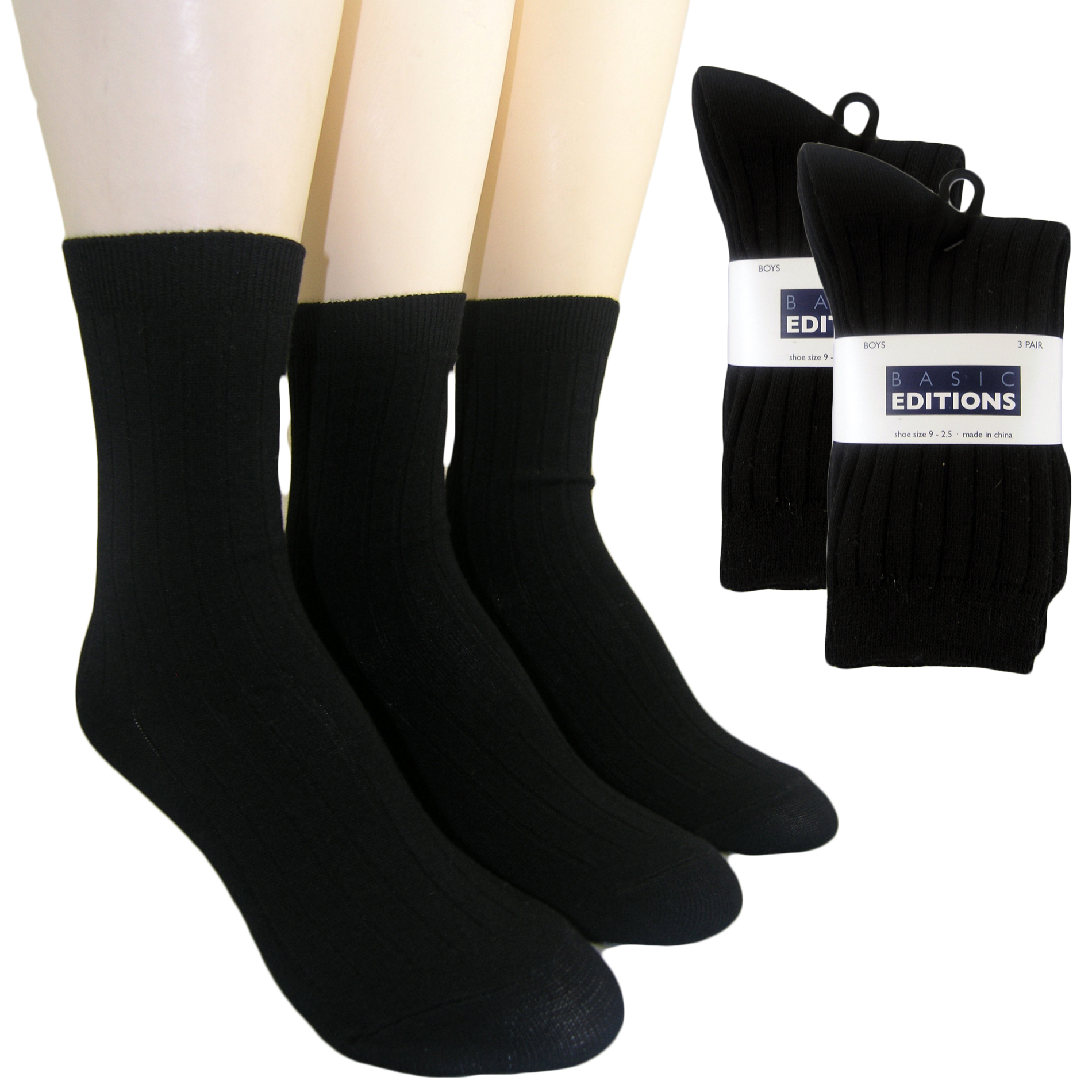 Basic Editions Boys Polyester / Cotton Rib Dress Socks
