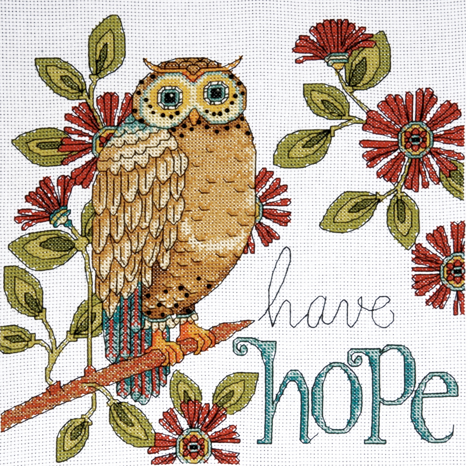 Tobin Heartfelt Have Hope Owl Counted Cross Stitch Kit 14 Count