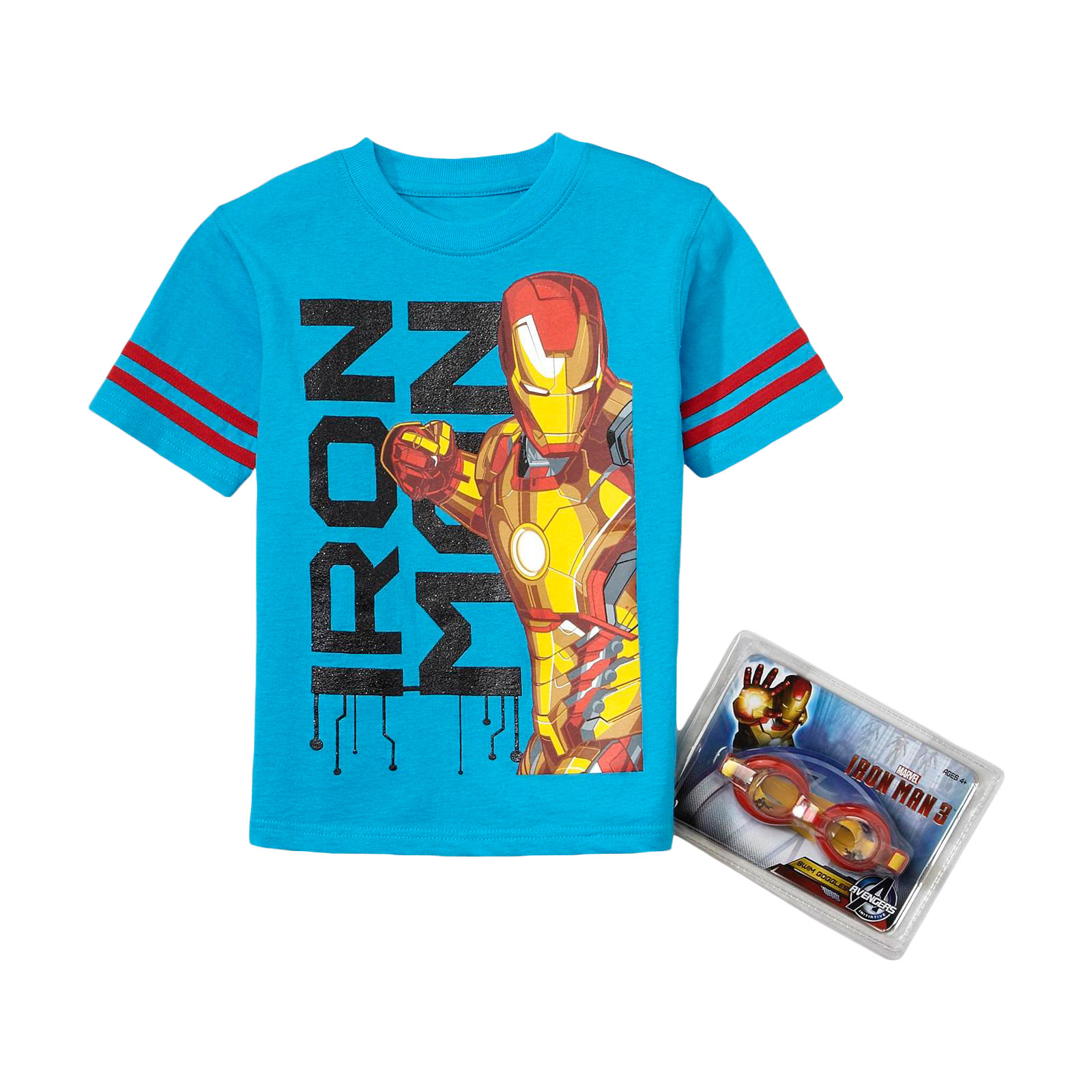 Marvel Iron Man Boy's T-Shirt & Swim Goggles