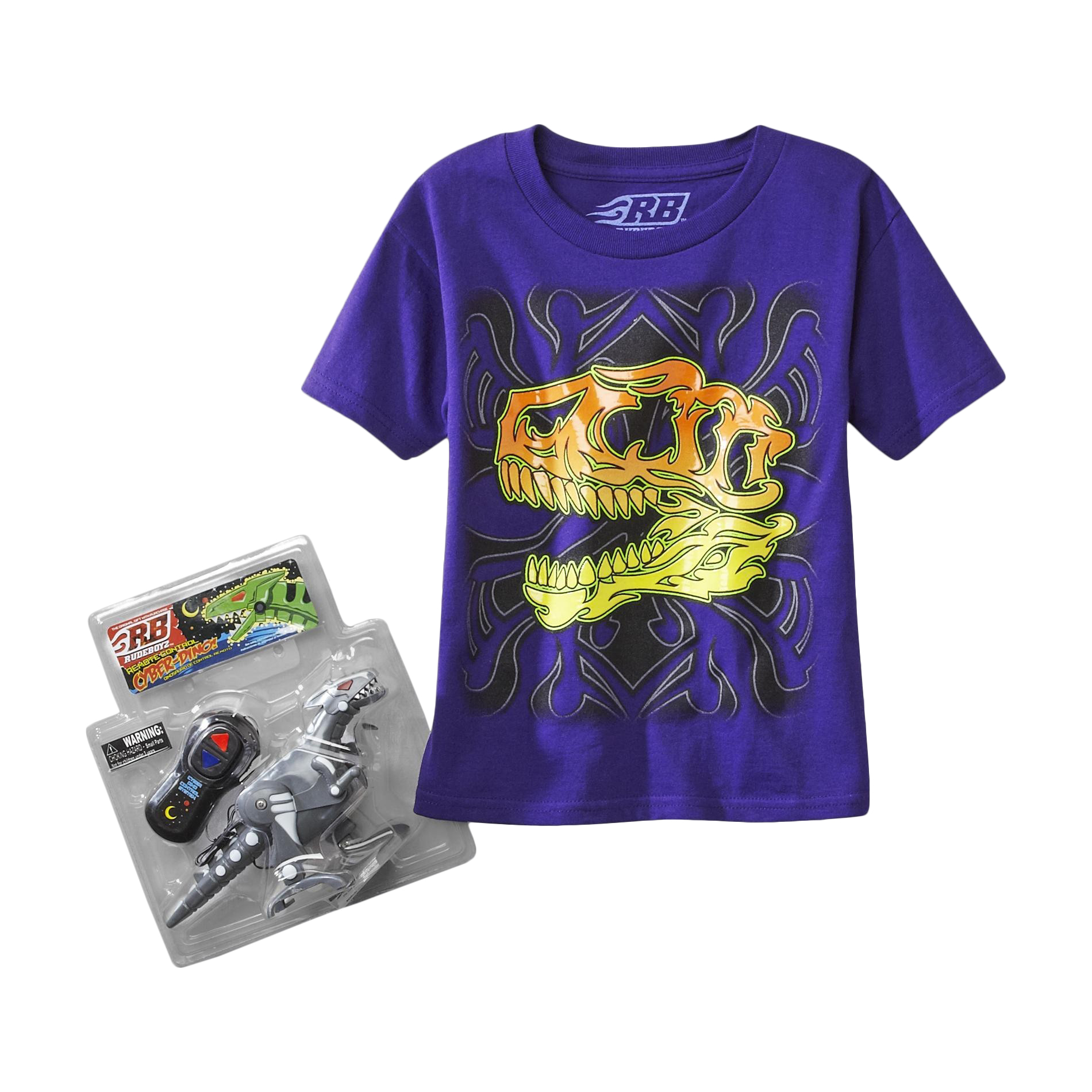 Rudeboyz Boy's Graphic T-Shirt & Remote Control Dinosaur