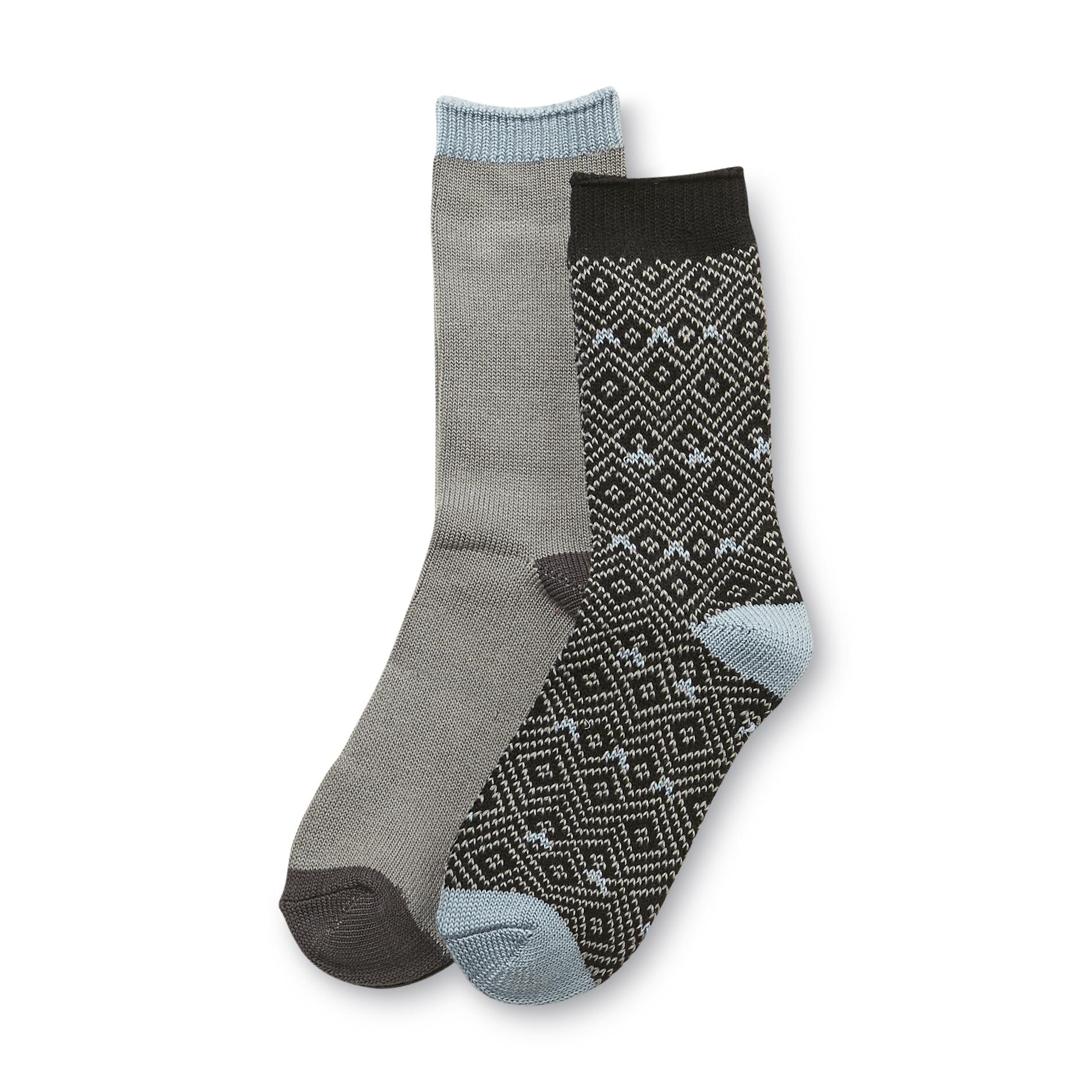 Studio S Women's 2-Pairs Knit Boot Socks - Diamond Print