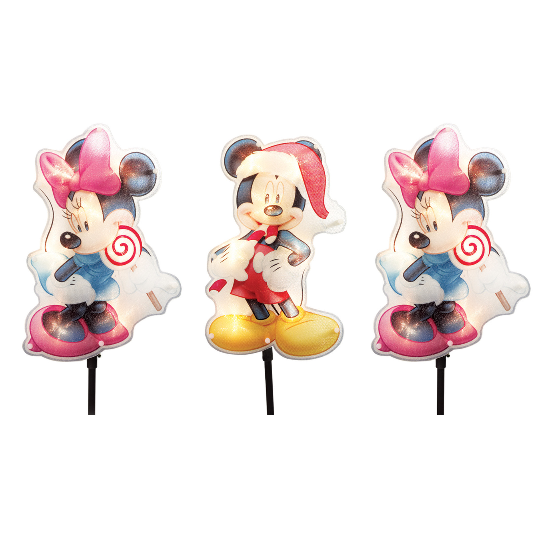Disney Set Of 3 Lawn Stakes  Mickey And Minnie