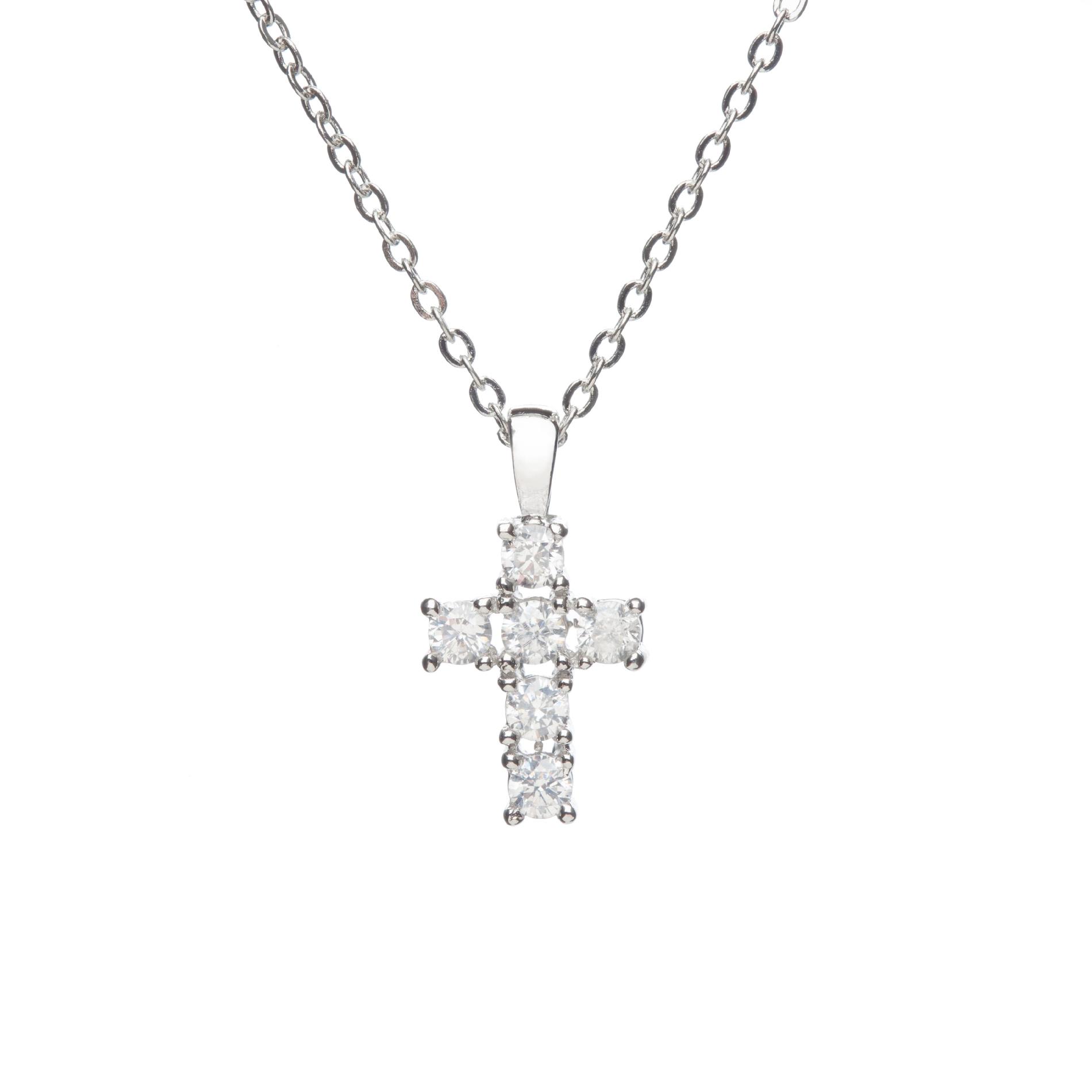 Jaclyn Smith Women's Cubic Zirconia Cross Pendant Necklace