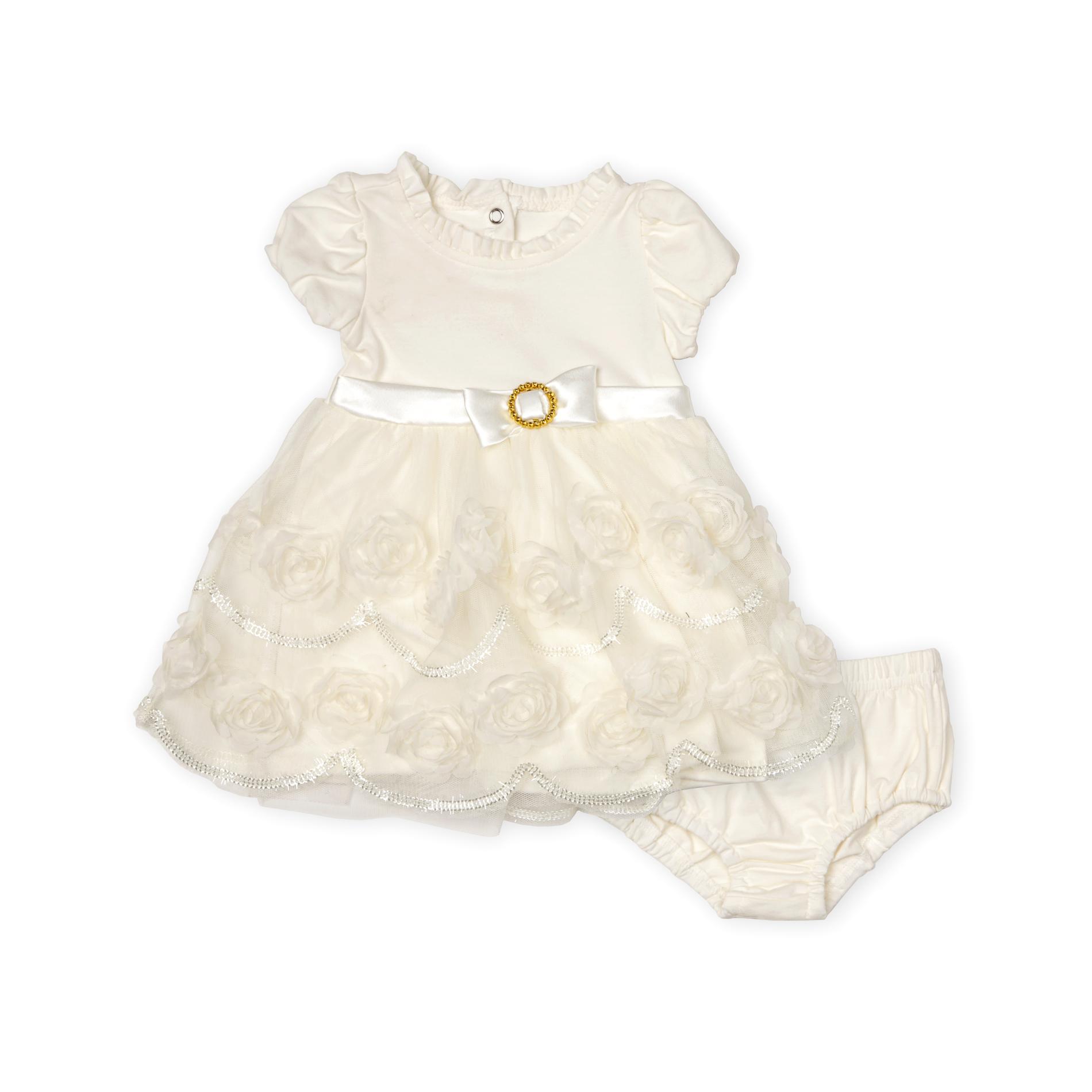 Baby Grand Signature Infant Girl's Occasion Dress & Diaper Cover - Satin & Rosettes