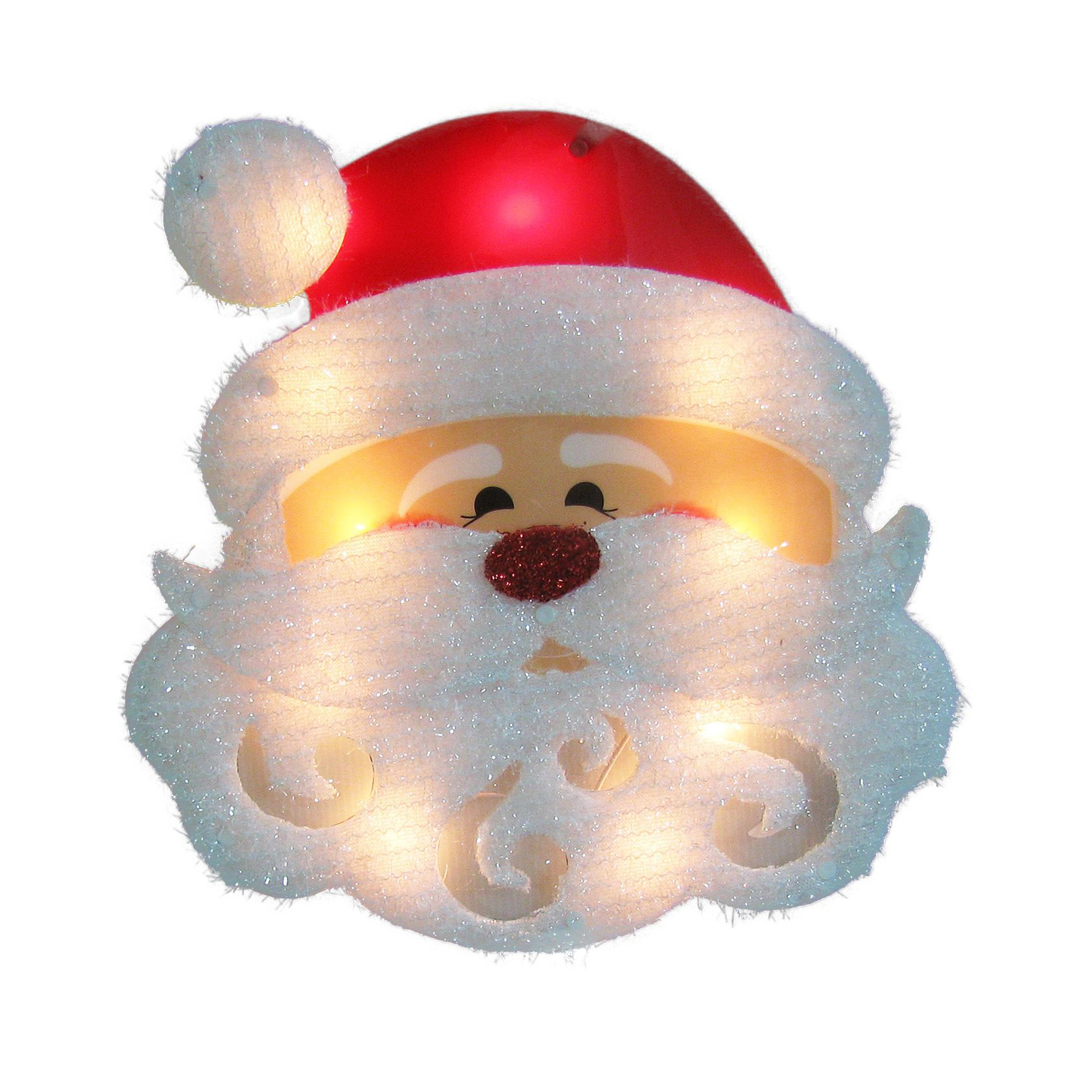 Trimming Traditions Christmas Decorations - Lighted Tinsel & Holographic Santa with 20 Lights, 21 in.