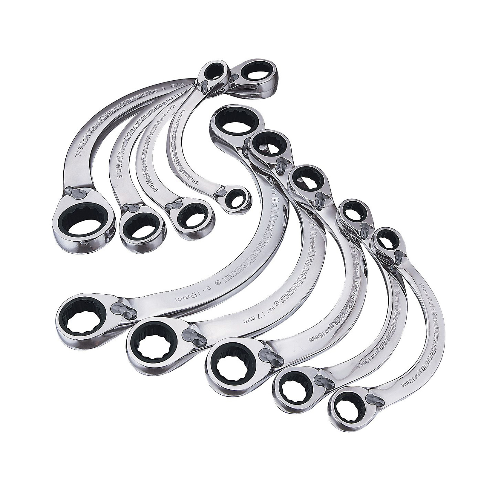 GearWrench Reversible 9 pc. HalfMoonShaped Box Ratcheting Wrench Set
