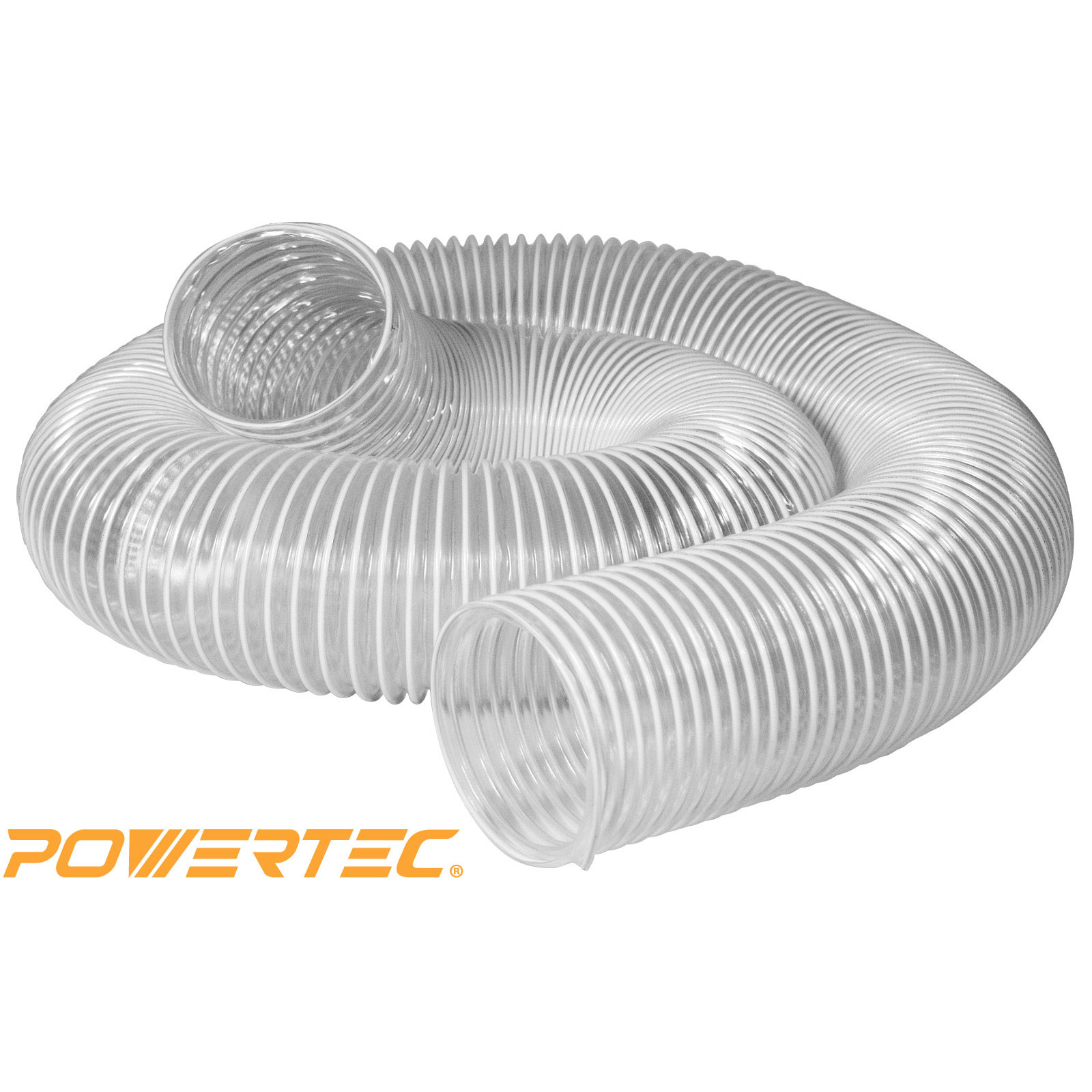 Powertec 70111 Heavy Duty 4-Inch x 10-Foot PVC Flexible Dust Collection Hose, Clear Color