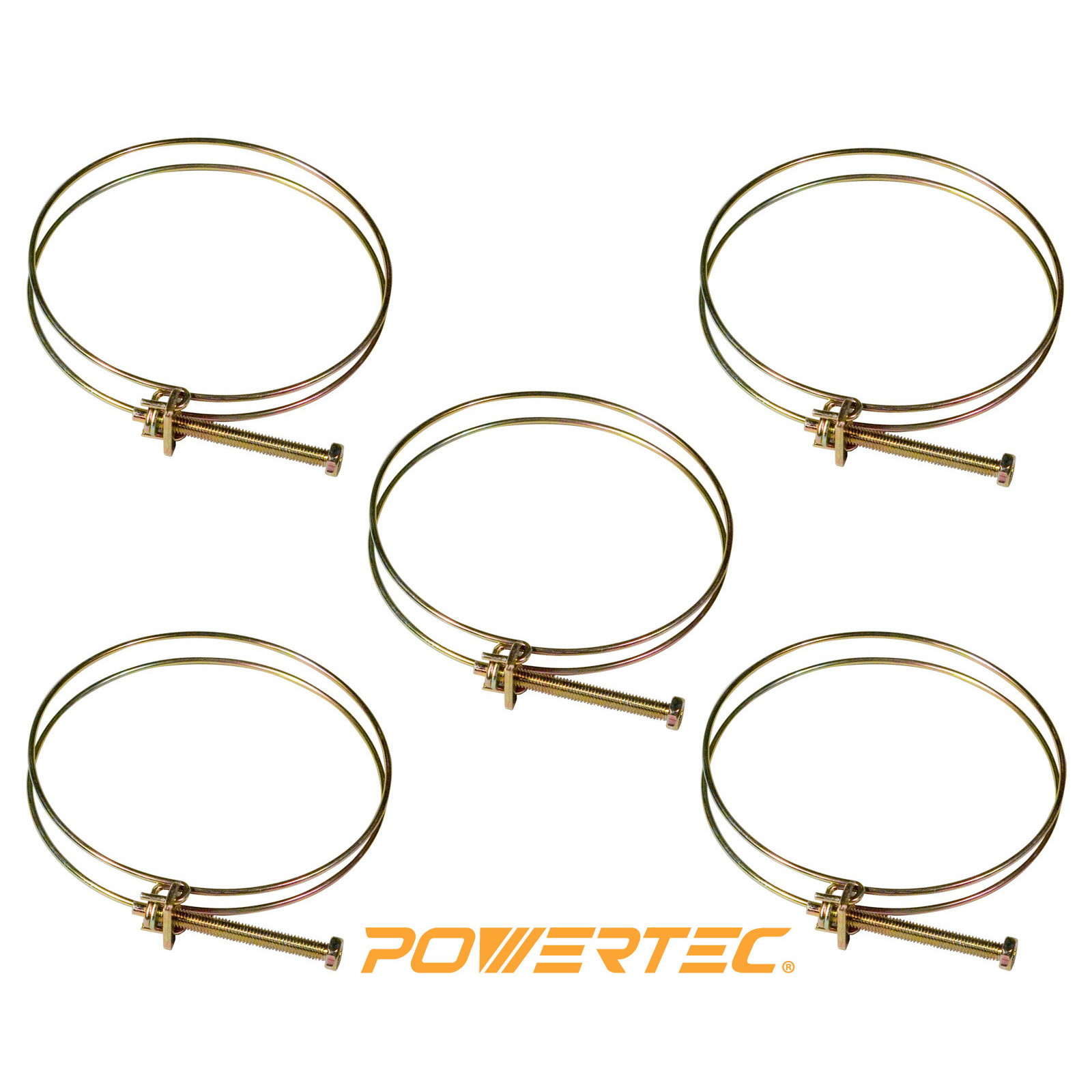 Powertec 70101 4-Inch Wire Hose Clamp, 5-Pack