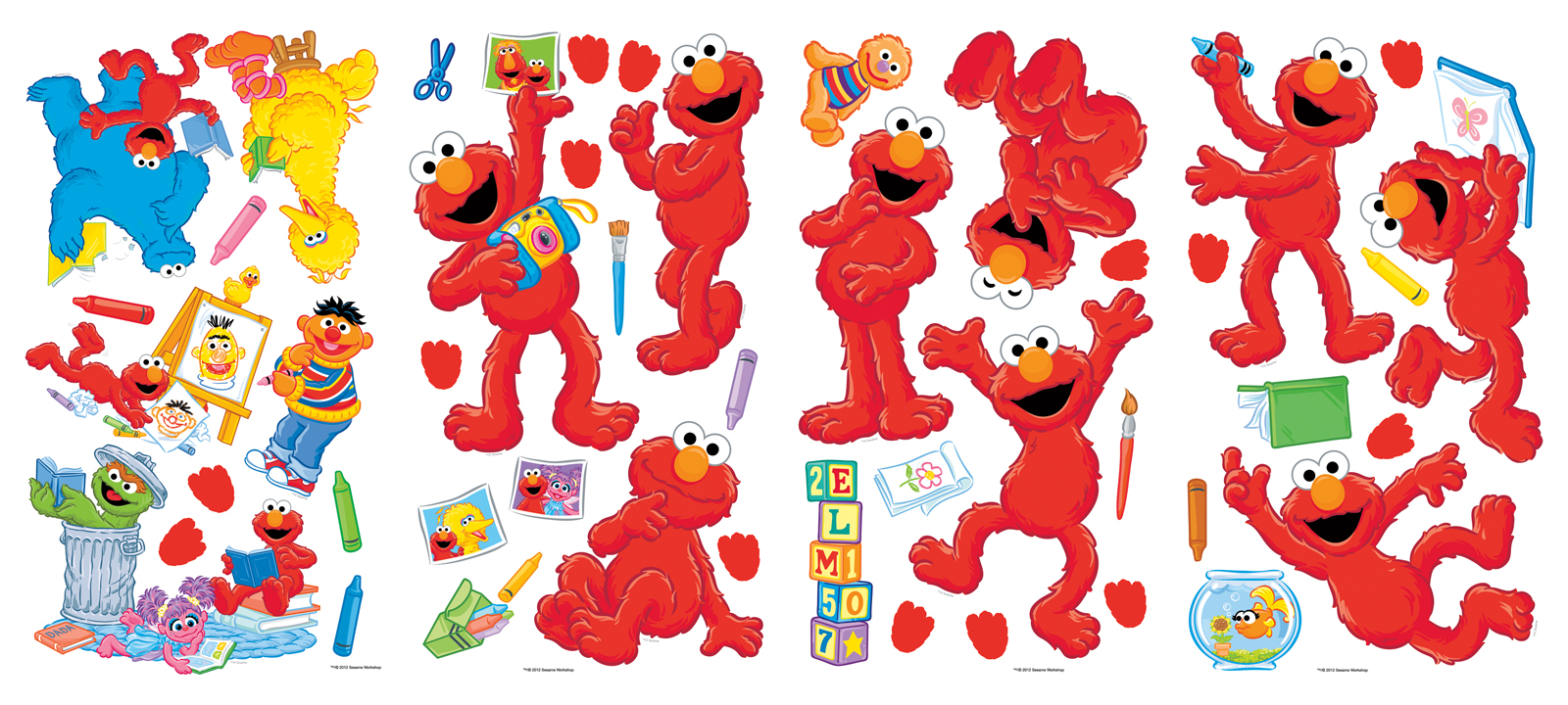 Sticker Mural Elmo – Rue Sésame – Décoration Amovible Pour Chambre D'enfant – Style Cartoon Coloré