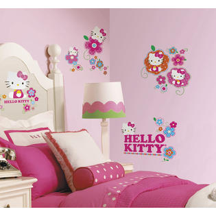 Roommates Hello Kitty Floral Boutique Peel Stick Wall Decals Home Home Decor Wall Decor Tapestries Appliques 20% off all wall art! kmart