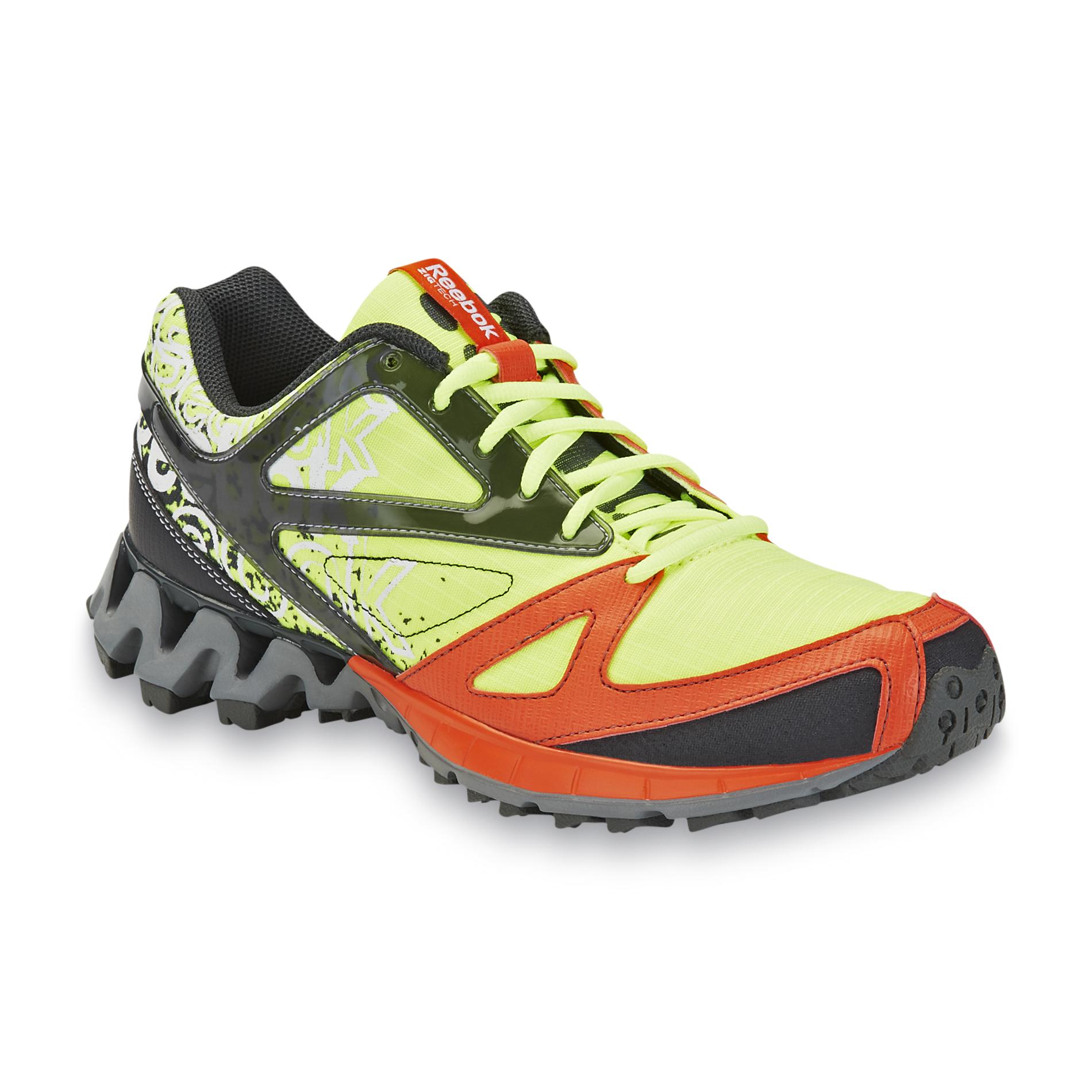 Reebok Men's Zigkick Trail 1.0 Neon Green/Orange/Gray Running Shoe