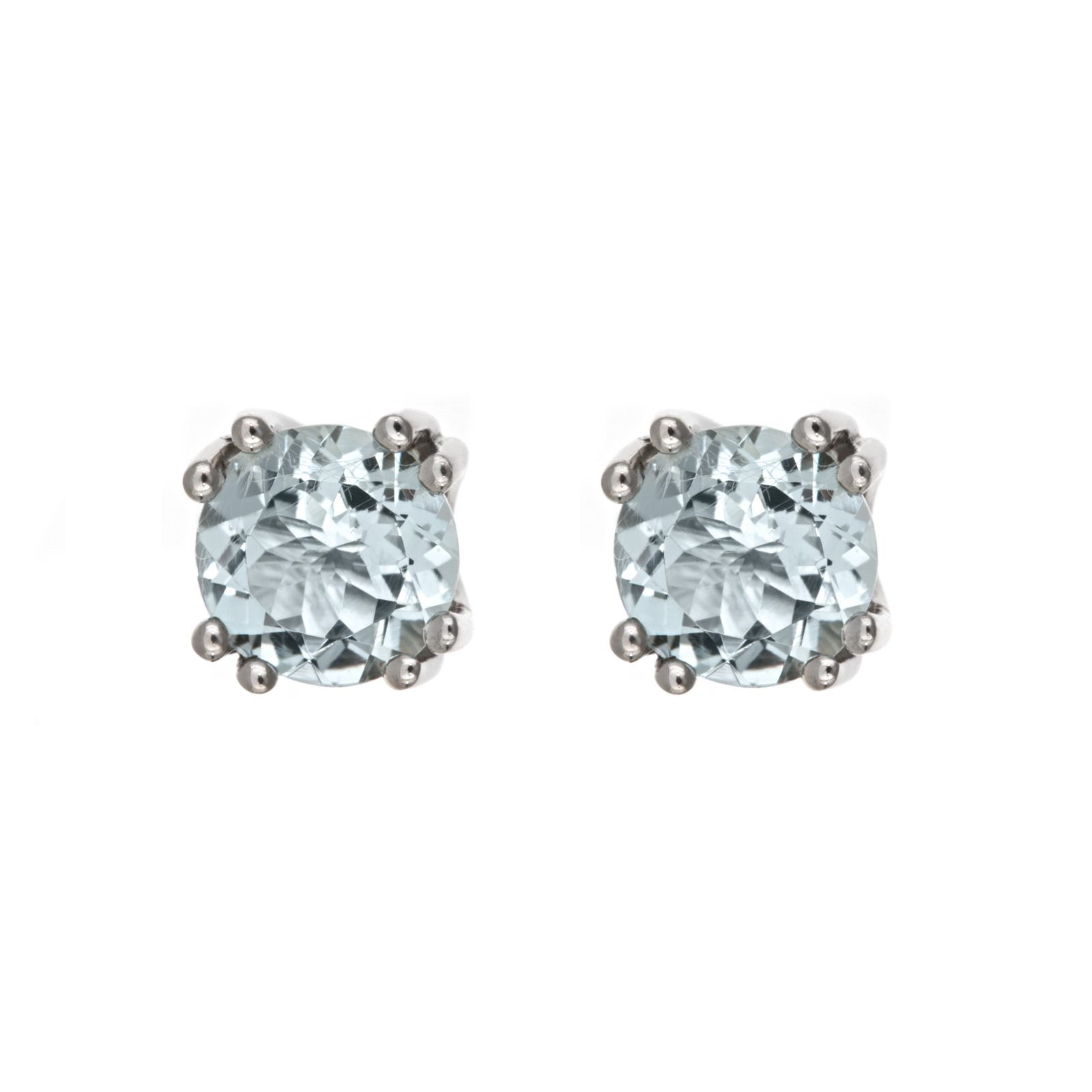 Ladies Sterling Silver 7mm Round Gemstone Stud Earrings