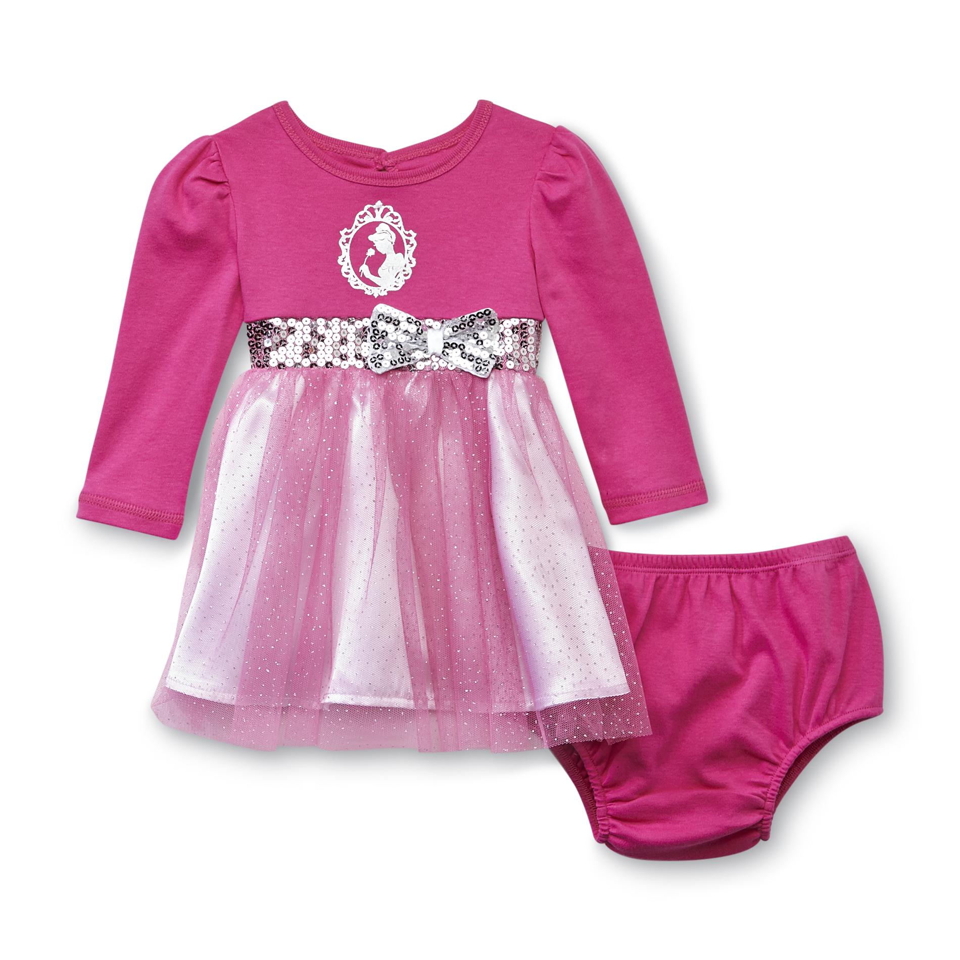 Disney Princess Infant Girl's Glitter Dress & Diaper Cover