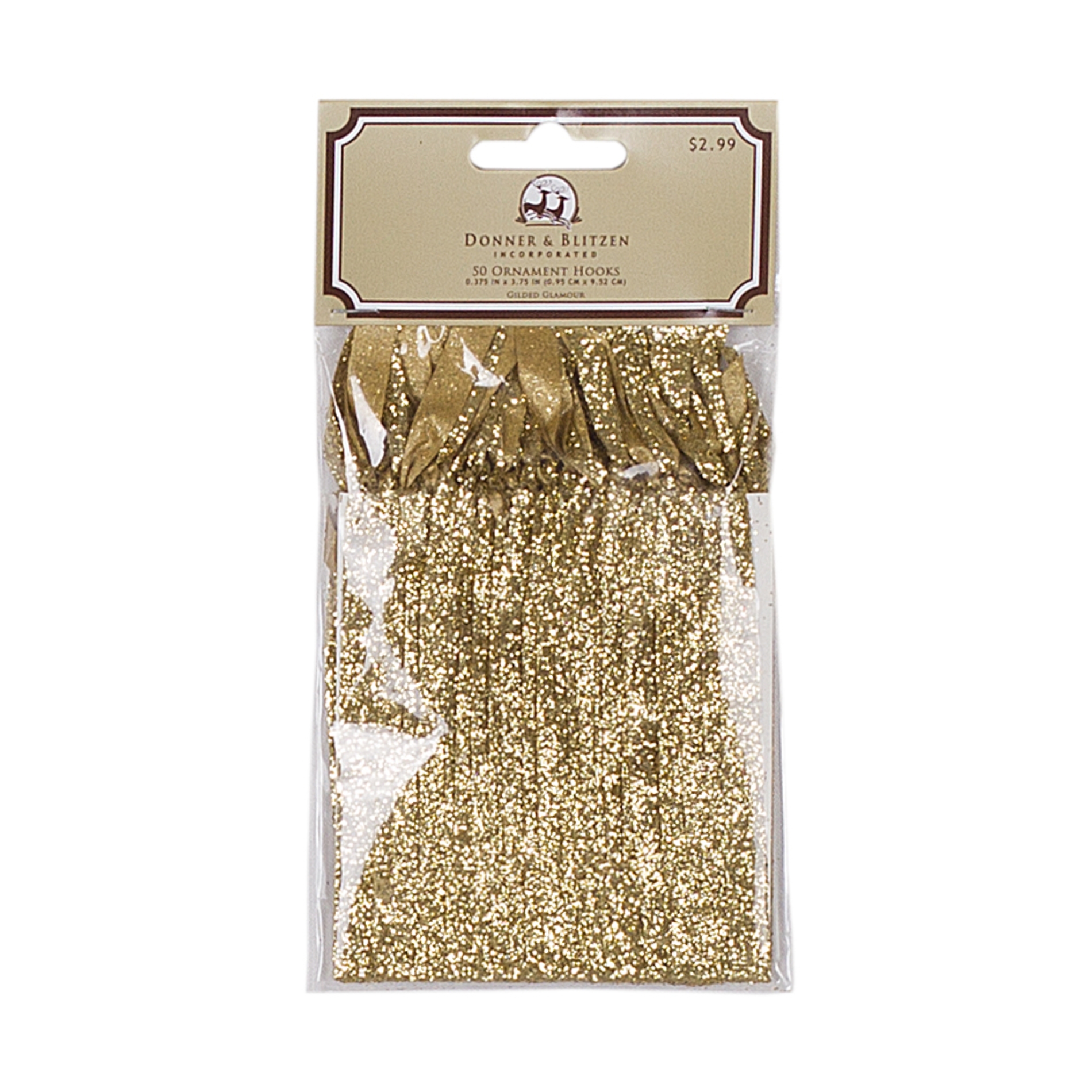 Donner & Blitzen Incorporated 50 ct. Gold Glitter Ribbon Ornament Hangers