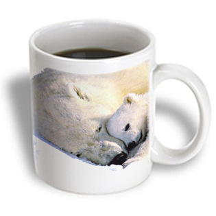 3dRose - Wild animals - Polar Bear and Cub - 15 oz mug, White 3dRose - Wild animals - Polar Bear and Cub - 15 oz mug, White