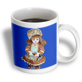 3dRose - Collectible Dolls - Bru Antique Doll - 11 oz mug, White 3dRose - Collectible Dolls - Bru Antique Doll - 11 oz mug, White