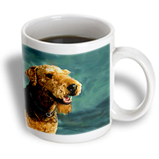 3dRose - Dogs Airedale - Airedale Terrier - 11 oz mug, White 3dRose - Dogs Airedale - Airedale Terrier - 11 oz mug, White