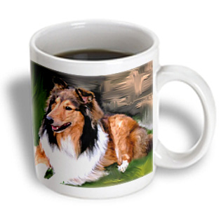 3dRose - Dogs Rough Collie - Rough Collie - 15 oz mug, White 3dRose - Dogs Rough Collie - Rough Collie - 15 oz mug, White
