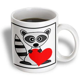 3dRose - Janna Salak Designs Woodland Creatures - Raccoon Has My Heart - 15 oz mug, White 3dRose - Janna Salak Designs Woodland Creatures - Raccoon Has My Heart - 15 oz mug, White