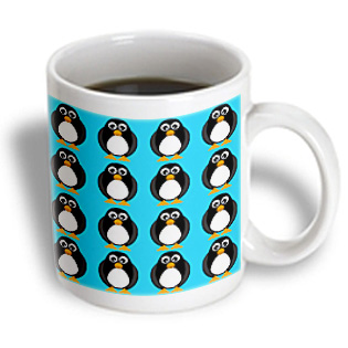 3dRose - Janna Salak Designs Winter Wonderland - Cute Penguin Blue Print - 11 oz mug, White 3dRose - Janna Salak Designs Winter Wonderland - Cute Penguin Blue Print - 11 oz mug, White