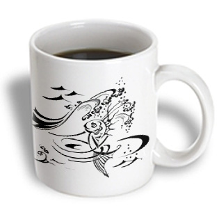 3dRose - Milas Art Aquatic - Fairy Tail Fish - 11 oz mug, White 3dRose - Milas Art Aquatic - Fairy Tail Fish - 11 oz mug, White