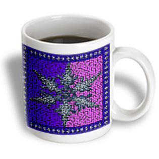 3dRose - Sandy Mertens Winter Designs - Large Snowflake Tile in Blue and Purple - 11 oz mug, White 3dRose - Sandy Mertens Winter Designs - Large Snowflake Tile in Blue and Purple - 11 oz mug, White