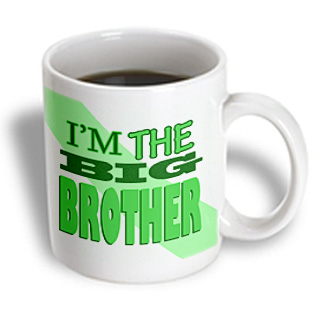 3dRose - Janna Salak Designs Baby - Im the Big Brother Green - 11 oz mug, White 3dRose - Janna Salak Designs Baby - Im the Big Brother Green - 11 oz mug, White