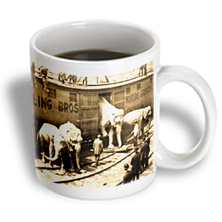 3dRose - Scenes from the Past Magic Lantern Slides - Vintage Barnum Elephants - 15 oz mug, White 3dRose - Scenes from the Past Magic Lantern Slides - Vintage Barnum Elephants - 15 oz mug, White