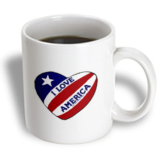 3dRose - Deniska Designs USA - I Love America Heart - 15 oz mug, White 3dRose - Deniska Designs USA - I Love America Heart - 15 oz mug, White