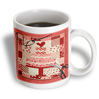 3dRose - Susan Brown Designs General Themes - Quilting the Cake - 15 oz mug, White 3dRose - Susan Brown Designs General Themes - Quilting the Cake - 15 oz mug, White