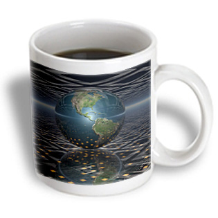 3dRose - Perkins Designs Space - Earth Horizons surreal scene of reflecting Earth globe resting on computer board - 15 oz mug, White 3dRose - Perkins Designs Space - Earth Horizons surreal scene of reflecting Earth globe resting on computer board - 15 oz mug, White