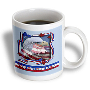3dRose - Beverly Turner Veterans Day Design - Veterans Day Patriotic Eagle - 11 oz mug, White 3dRose - Beverly Turner Veterans Day Design - Veterans Day Patriotic Eagle - 11 oz mug, White