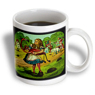 3dRose - Scenes from the Past Magic Lantern Slide - Alice in Wonderland Golfing - 11 oz mug, White 3dRose - Scenes from the Past Magic Lantern Slide - Alice in Wonderland Golfing - 11 oz mug, White