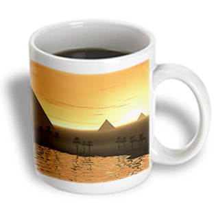 3dRose - Perkins Designs Nature - The Giza Necropolis sun rises over the desert sands near Egyptian pyramids at Giza - 11 oz mug, White 3dRose - Perkins Designs Nature - The Giza Necropolis sun rises over the desert sands near Egyptian pyramids at Giza - 11 oz mug, White