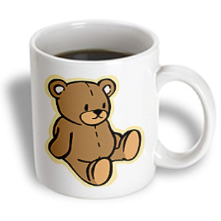 3dRose - Florene Childrens Art - Cute Brown Teddy Bear - 15 oz mug, White 3dRose - Florene Childrens Art - Cute Brown Teddy Bear - 15 oz mug, White