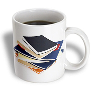 3dRose - Florene Childrens Art - Stack Of School Books - 15 oz mug, White 3dRose - Florene Childrens Art - Stack Of School Books - 15 oz mug, White