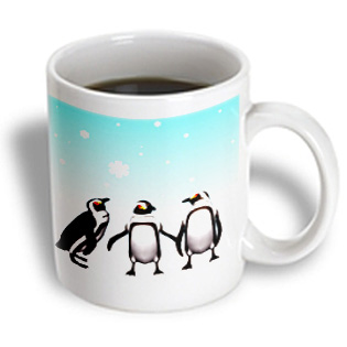3dRose - Renderly Yours Winter And Christmas - Penguins Playing In Snow - 11 oz mug, White 3dRose - Renderly Yours Winter And Christmas - Penguins Playing In Snow - 11 oz mug, White