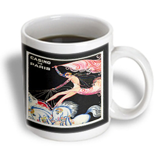 3dRose - Florene Vintage - French Circus Lady On Horseback - 11 oz mug, White 3dRose - Florene Vintage - French Circus Lady On Horseback - 11 oz mug, White