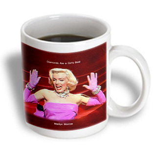 3dRose - FabPeople - Arts and Entertainment - Marilyn Monroe Singing Diamonds Are a Girls Best (textured) (PD-US) - 15 oz mug, White 3dRose - FabPeople - Arts and Entertainment - Marilyn Monroe Singing Diamonds Are a Girls Best (textured) (PD-US) - 15 oz mug, White