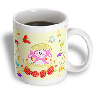 3dRose - Dooni Designs Easter Designs - Cute Hatched Easter Bunny Spring Easter Illustration - 11 oz mug, White 3dRose - Dooni Designs Easter Designs - Cute Hatched Easter Bunny Spring Easter Illustration - 11 oz mug, White