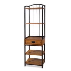 Home Styles Modern Craftsman Distressed Oak Gaming Tower with One Drawer, Four Fixed Shelves, Poplar Solids and Oak Veneers,