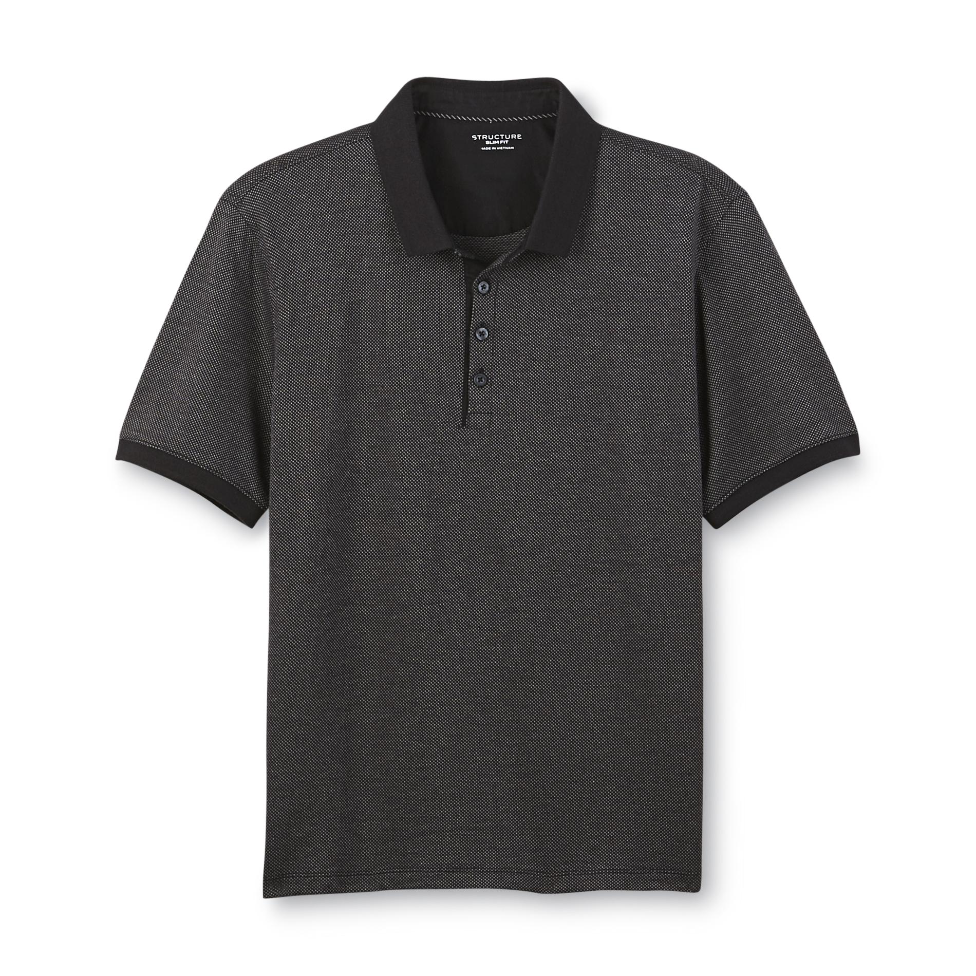 Structure Men's Slim Fit Polo Shirt - Micro-Check